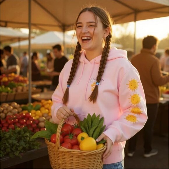 Care Bears Funshine Hoodie in Pink w/ Sun Graphics by Small Ryan – Cozy Radiance - Picture 2 of 2